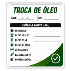 Adesivo Troca de Óleo - Formato 5x6 cm - Mínimo 1000 Peças